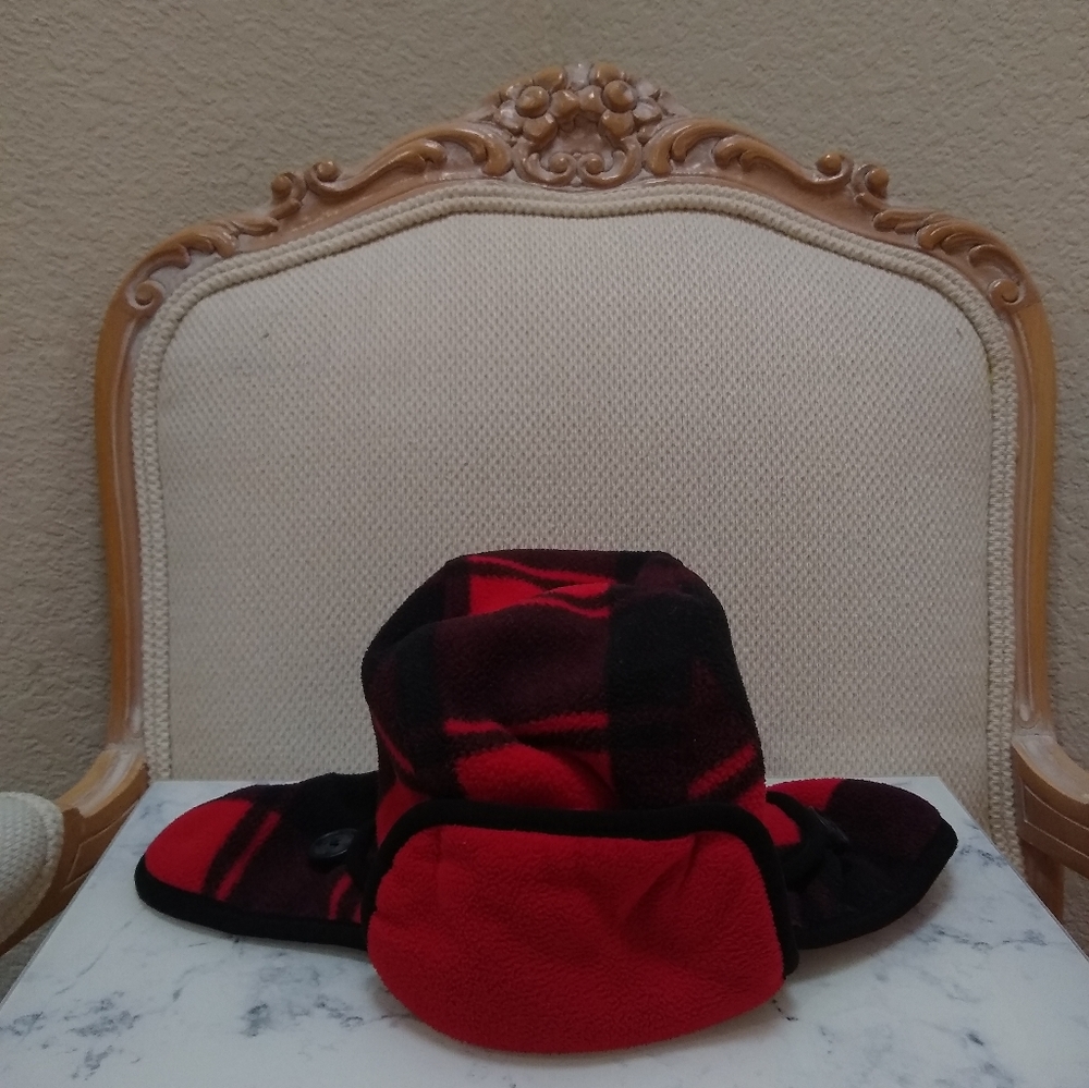 Gap Kids Red and Black Buffalo Check Plaid  Ear Flap Winter Hat